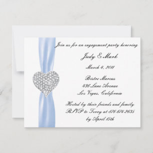 Diamond Heart Blue Engagement Party - Uitnodiging