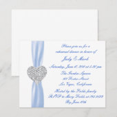 Diamond Heart Blue Rehearsal Dinner Invitation Kaart (Voorkant / Achterkant)