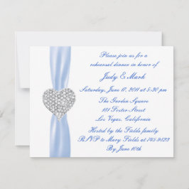 Diamond Heart Blue Rehearsal Dinner Invitation Kaart