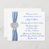 Diamond Heart Blue Rehearsal Dinner Invitation Kaart (Voorkant / Achterkant)