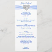 Diamond Heart Blue Wedding Menu Card (Voorkant)