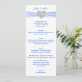 Diamond Heart Blue Wedding Menu Card (Staand voorkant)