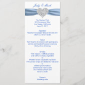 Diamond Heart Blue Wedding Menu Card (Voorkant)