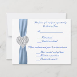 Diamond Heart Blue Wedding Response Kaart