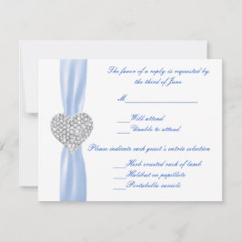 Diamond Heart Blue Wedding Response Kaart