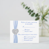 Diamond Heart Blue Wedding Response Kaart (Staand voorkant)