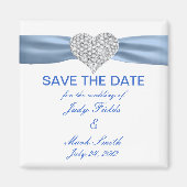 Diamond Heart Blue Wedding Save the Date Magnet (Voorkant)