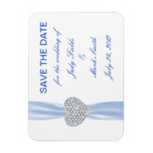 Diamond Heart Blue Wedding Save the Date Magnet Magneet (Verticaal)