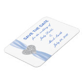 Diamond Heart Blue Wedding Save the Date Magnet Magneet (Linkerzijde)