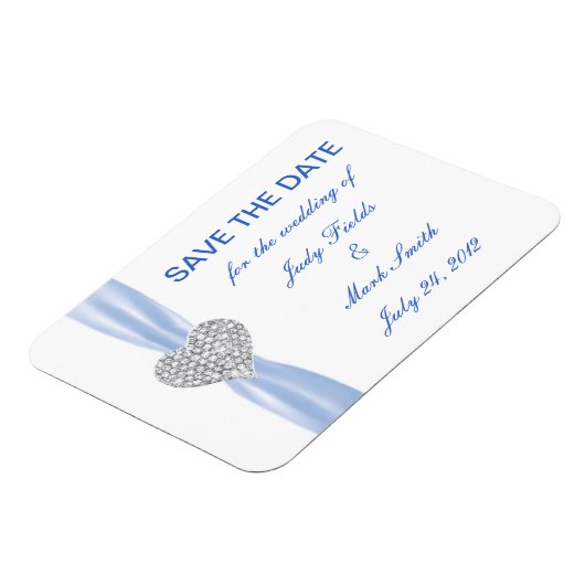 Diamond Heart Blue Wedding Save the Date Magnet Magneet (Linkerzijde)