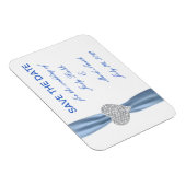 Diamond Heart Blue Wedding Save the Date Magnet Magneet (Rechterzijde)