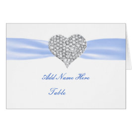 Diamond Heart Blue Wedding Table Place Card