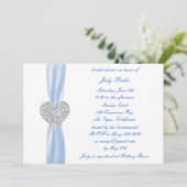 Diamond Heart Blue Wedding Vrijgezellenfeest Invit Kaart (Staand voorkant)