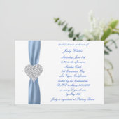 Diamond Heart Blue Wedding Vrijgezellenfeest Invit Kaart (Staand voorkant)