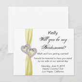 Diamond Heart Gele Trouw Bruidsmeisje Kaart (Voorkant / Achterkant)