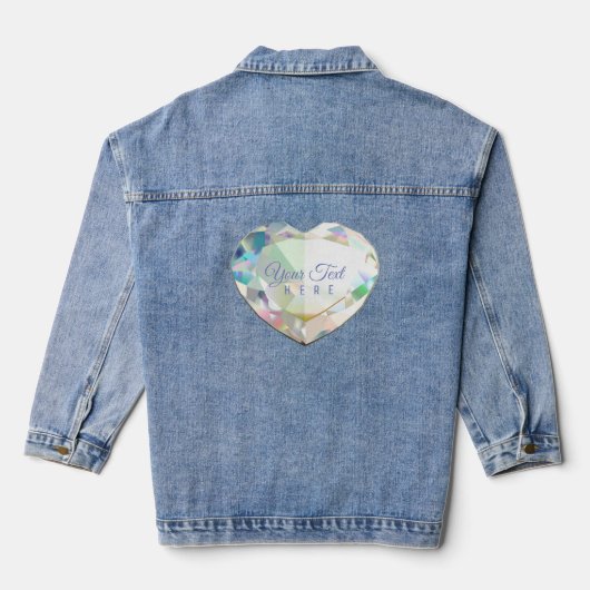 Diamond Heart gepersonaliseerde denim jas Jacket (Achterkant)
