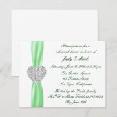 Diamond Heart Green repetitie diner uitnodiging (Voorkant / Achterkant)