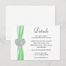 Diamond Heart Green Ribbon Wedding Details