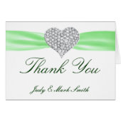 Diamond Heart Green Weddenschap Hartelijk dank (Voorkant Horizontaal)