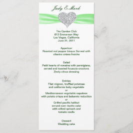 Diamond Heart Green Wedding Menu Card