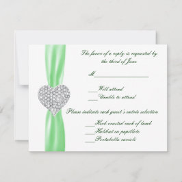 Diamond Heart Green Wedding Response Kaart