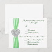 Diamond Heart Green Wedding Response Kaart (Voorkant / Achterkant)
