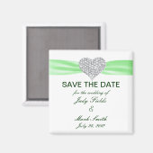 Diamond Heart Green Wedding Save the Date Magnet (Voorkant / Achterkant)