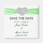 Diamond Heart Green Wedding Save the Date Magnet (Voorkant)
