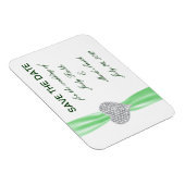 Diamond Heart Green Wedding Save the Date Magnet Magneet (Rechterzijde)