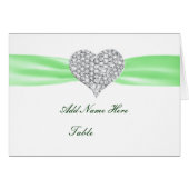 Diamond Heart Green Wedding Table Place Card (Voorkant Horizontaal)