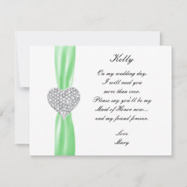 Diamond Heart Groene Trouw Getuige Kaart