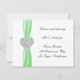 Diamond Heart Groene Trouwreceptiekaart Kaart