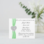 Diamond Heart Groene Uitnodiging voor het verlovin (Staand voorkant)