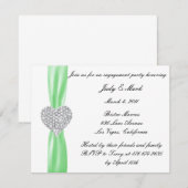 Diamond Heart Groene Uitnodiging voor het verlovin (Voorkant / Achterkant)
