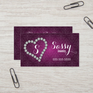 Diamond Heart Jewelry Damask Monogram Visitekaartje