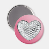 Diamond Heart op roze Magneet (Voorkant / Achterkant)