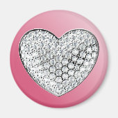 Diamond Heart op roze Magneet (Voorkant)