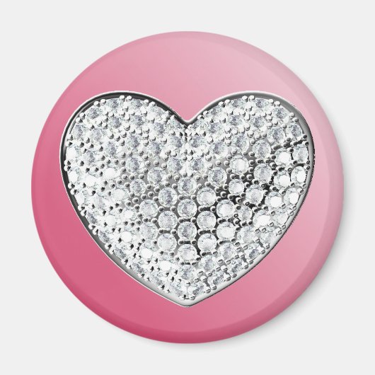 Diamond Heart op roze Magneet (Voorkant)