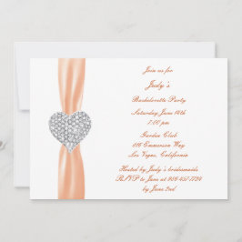 Diamond Heart Oranje Bachelorette Party Invitation Kaart