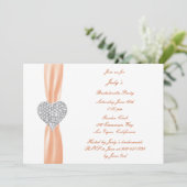 Diamond Heart Oranje Bachelorette Party Invitation Kaart (Staand voorkant)