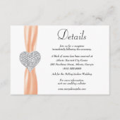 Diamond Heart Oranje Lint Huwelijksdetails Informatiekaartje (Voorkant)