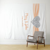 Diamond Heart Oranje Ribbon Wedding Backdrop Wandkleed (In Situ (horizontaal))