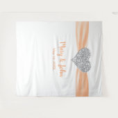 Diamond Heart Oranje Ribbon Wedding Backdrop Wandkleed (Voorkant (horizontaal))