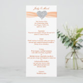 Diamond Heart Oranje Wedding Menu Kaart (Staand voorkant)