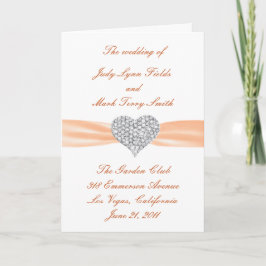Diamond Heart Oranje Wedding Program Kaart