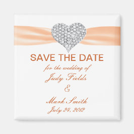 Diamond Heart Oranje Wedding Save the Date Magnet