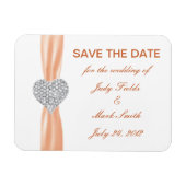 Diamond Heart Oranje Wedding Save the Date Magnet Magneet (Horizontaal)