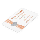 Diamond Heart Oranje Wedding Save the Date Magnet Magneet (Linkerzijde)