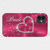 Diamond Heart over rood satin Case-Mate iPhone Case (Achterkant (horizontaal))