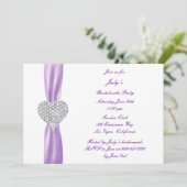 Diamond Heart Paars Bachelorette Party Invitation Kaart (Staand voorkant)